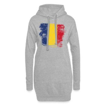 Drapeau de la Roumanie - Sweat-shirt à capuche long Femme - gris chiné - Devant