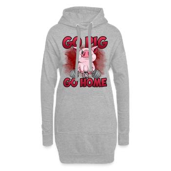 Cochon Fitness Sport Drôle - Sweat-shirt à capuche long Femme - gris chiné - Devant