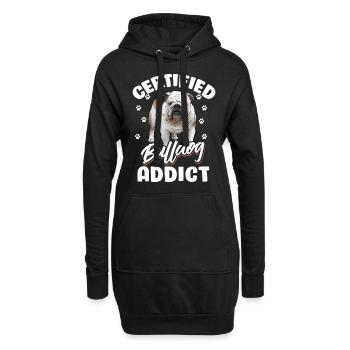 Englische Bulldogge - Hoodie-Kleid - Schwarz - Vorne