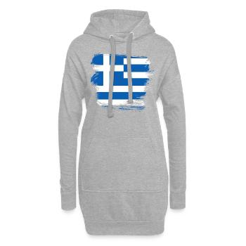 Grèce Drapeau - Sweat-shirt à capuche long Femme - gris chiné - Devant
