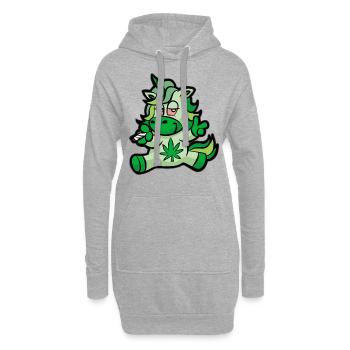 Kiffendes Einhorn Weed Kiffer 420 - Hoodie-Kleid - Grau meliert - Vorne