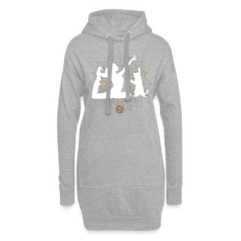 Yoga mit Katze - Mandala Om Symbol - Hoodie-Kleid - Grau meliert - Vorne