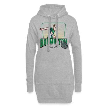 Badminton All Day Cool Statement Saying Gift - Hoodie Dress - heather grey - Front
