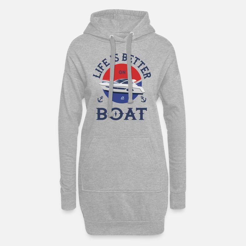 Boot Life is better - Hoodie-Kleid - Grau meliert