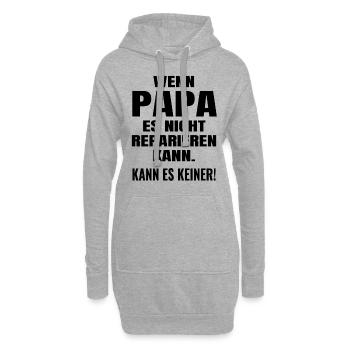 Wenn Papa es nicht reparieren kann Lustige Sprüche - Hoodie-Kleid - Grau meliert - Vorne