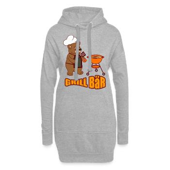 Grill Meister Bär Geschenk Shirt - Hoodie-Kleid - Grau meliert - Vorne