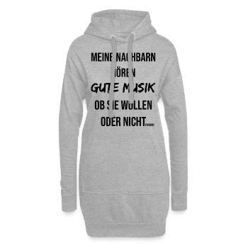 Nachbar gute Musik laut lustiger Spruch Geschenk - Hoodie-Kleid - Grau meliert - Vorne