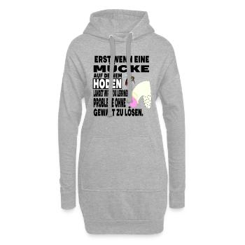 Hoden Eier Mücke Stich Gewalt Problem Spruch - Hoodie-Kleid - Grau meliert - Vorne