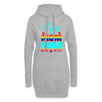 Maman embrasse gratuitement - Sweat-shirt à capuche long Femme - gris chiné - Devant
