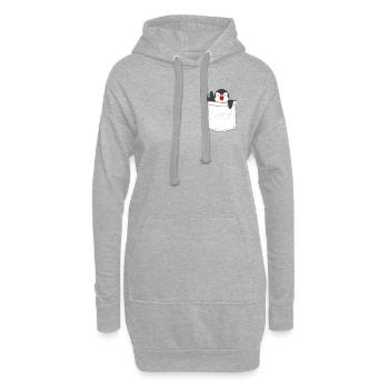 Pinguin Brusttasche - Hoodie-Kleid - Grau meliert - Vorne