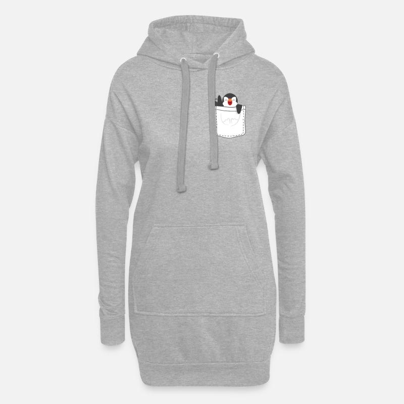 Pinguin Brusttasche - Hoodie-Kleid - Grau meliert