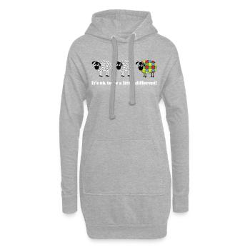 Il va bien à un petit mouton différent autisme - Sweat-shirt à capuche long Femme - gris chiné - Devant