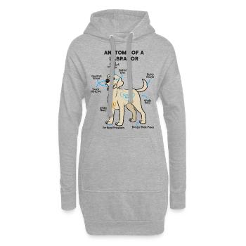 Anatomie d’un labrador - Sweat-shirt à capuche long Femme - gris chiné - Devant