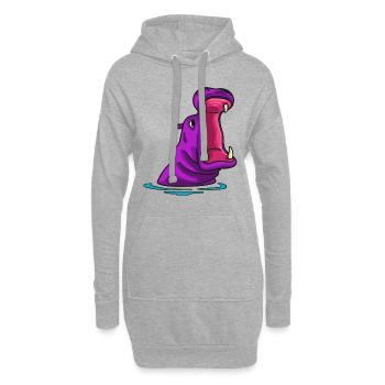 Hippopotame hippopotame safari drôle drôle - Sweat-shirt à capuche long Femme - gris chiné - Devant