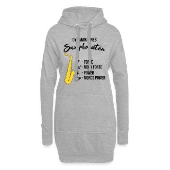 Dynamik eines Saxophonisten, lustig, Saxophon - Hoodie-Kleid - Grau meliert - Vorne