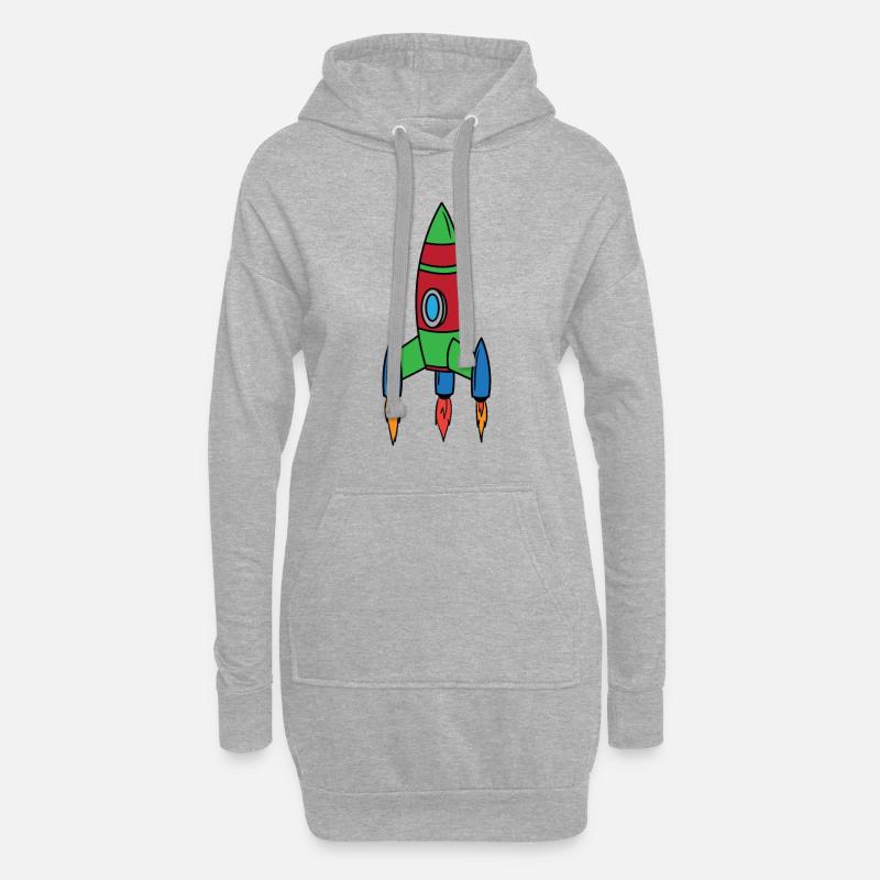 Rakete Space Shuttle Raumschiff Astronaut Weltall - Hoodie-Kleid - Grau meliert