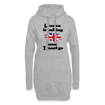 Londres est calling and i must go - Sweat-shirt à capuche long Femme - gris chiné - Devant