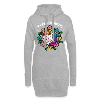 Fils diabétique fille licorne type 1 insuline - Sweat-shirt à capuche long Femme - gris chiné - Devant