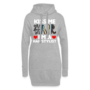 Embrasse-moi je suis un coiffeur coiffeur drôle - Sweat-shirt à capuche long Femme - gris chiné - Devant