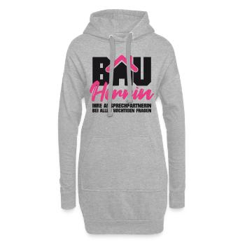 Bauherrin Ansprechpartnerin bei wichtigen Fragen - Hoodie-Kleid - Grau meliert - Vorne