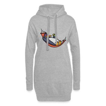 Papa Penguin sur le hamac Papa Penguin sur le - Sweat-shirt à capuche long Femme - gris chiné - Devant