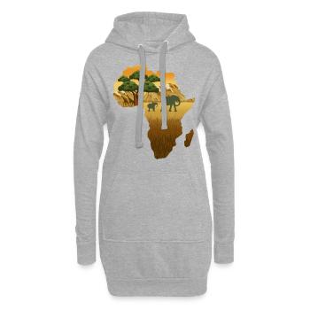 Afrika-Karten-Reggae - Hoodie-Kleid - Grau meliert - Vorne