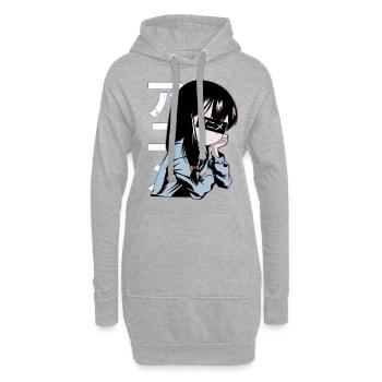 Anime Filles - Sweat-shirt à capuche long Femme - gris chiné - Devant