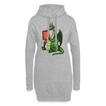 Drache Bücher Buch Lesen Bücherwurm Geschenk - Hoodie-Kleid - Grau meliert - Vorne