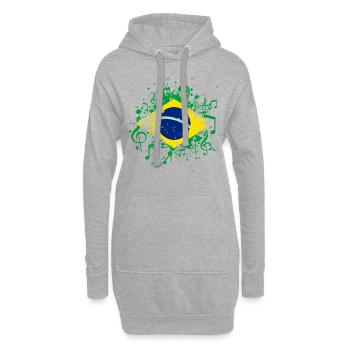 Brésil Drapeau Musique - Sweat-shirt à capuche long Femme - gris chiné - Devant