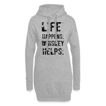 Leben Passiert Whiskey Hilft - Hoodie-Kleid - Grau meliert - Vorne