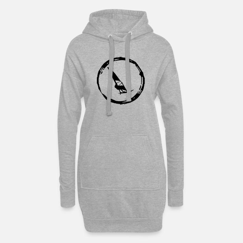 Wind Windsurf Surfboard Windsurfer Windsurfen - Hoodie-Kleid - Grau meliert