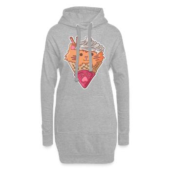 Katze Eis Waffel Stubentiger spass Kinder Geschenk - Hoodie-Kleid - Grau meliert - Vorne