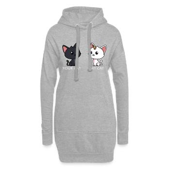 Deine Katze Meine Katze - Hoodie-Kleid - Grau meliert - Vorne