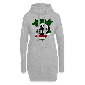 Carte de la Tchétchénie, drapeau tchétchène - Sweat-shirt à capuche long Femme - gris chiné - Devant