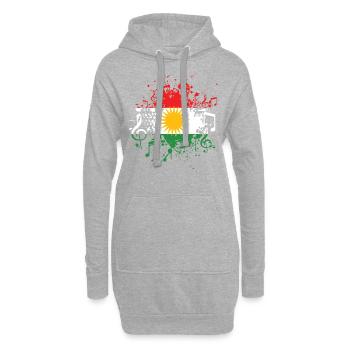 Musique kurde Kurdistan - Sweat-shirt à capuche long Femme - gris chiné - Devant