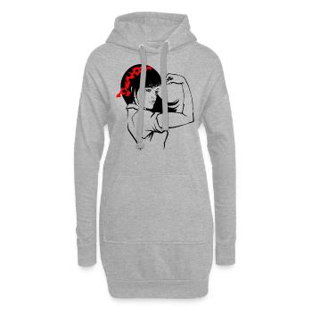 Frauenpower - Hoodie-Kleid - Grau meliert - Vorne