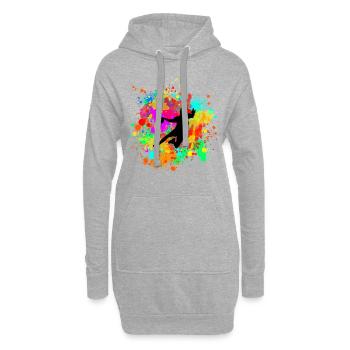 idée cadeau cool handballer coloré pour le handball - Sweat-shirt à capuche long Femme - gris chiné - Devant