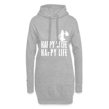 Femme heureuse vie heureuse - dire - Sweat-shirt à capuche long Femme - gris chiné - Devant