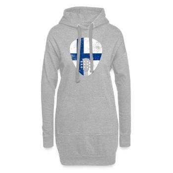 Finlande Guitare - Sweat-shirt à capuche long Femme - gris chiné - Devant