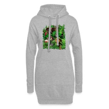 Dschungel Tiere Elefant Papagei Flamingo Faultier - Hoodie-Kleid - Grau meliert - Vorne