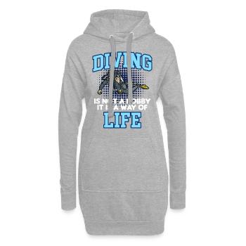 DIVING LIFE - Sweat-shirt à capuche long Femme - gris chiné - Devant