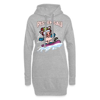 PISTENSAU Snowboard Schweinchen Pisten Sau - Hoodie-Kleid - Grau meliert - Vorne