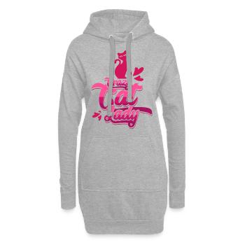 Crazy Cat Lady - Sweat-shirt à capuche long Femme - gris chiné - Devant
