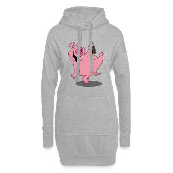 Cochon avec alcool de bière Sauf motif de fête - Sweat-shirt à capuche long Femme - gris chiné - Devant
