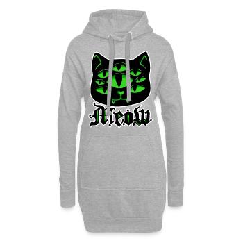 Chat Gothique Goth Halloween Halloween Effrayant Meow Cadeau - Sweat-shirt à capuche long Femme - gris chiné - Devant