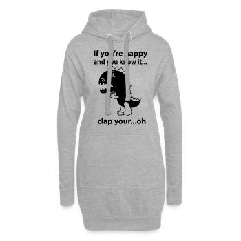 Dino T-Rex Applaudissements - Sweat-shirt à capuche long Femme - gris chiné - Devant