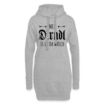 Mei Dirndl is in da Wäsch Trachten - Hoodie-Kleid - Grau meliert - Vorne
