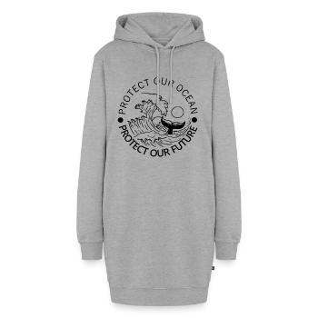 Protégeons notre océan - Sweat-shirt à capuche long Femme - gris chiné - Devant