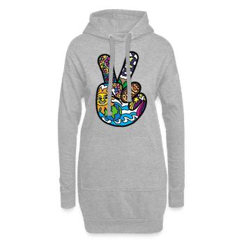 Signes de paix Peace et Paix Signes d’alliance - Sweat-shirt à capuche long Femme - gris chiné - Devant