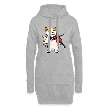 Katze Violine Musik Instrument Kinder Geschenk - Hoodie-Kleid - Grau meliert - Vorne